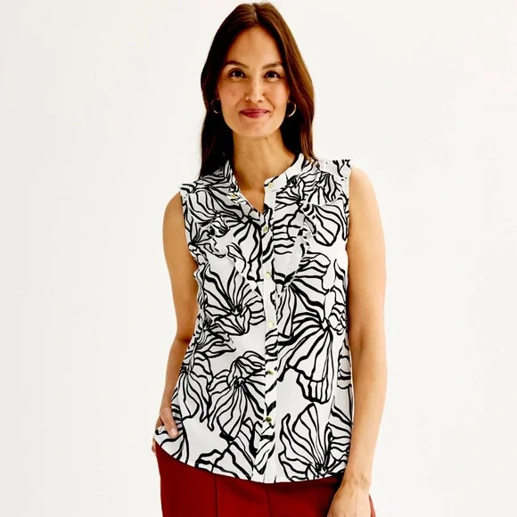 NWT Nine West Ruffle Sleeveless Blouse, Size XXL - Picture 1 of 13
